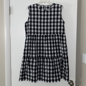 Gingham Sleeveless Tiered Dress